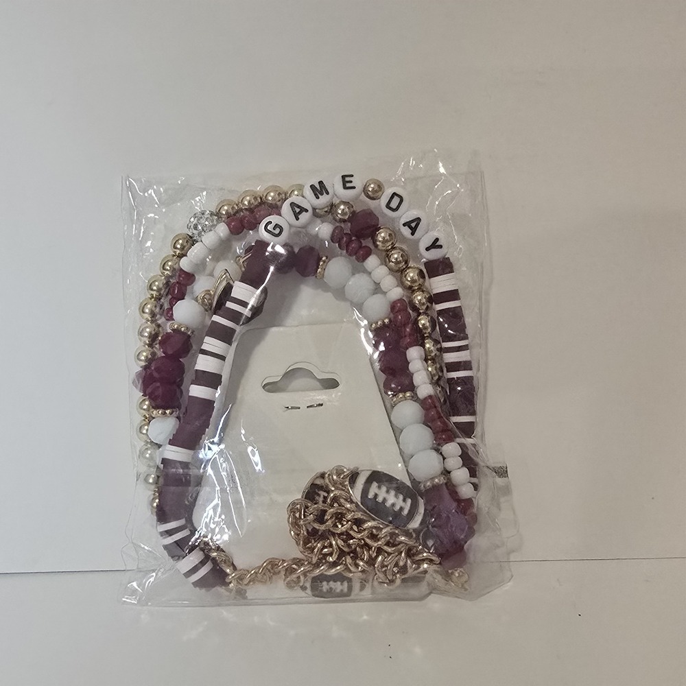 Garnet Gold Game Day Bracelet Stack 6 Pc Football Fan College Team Colors NEW